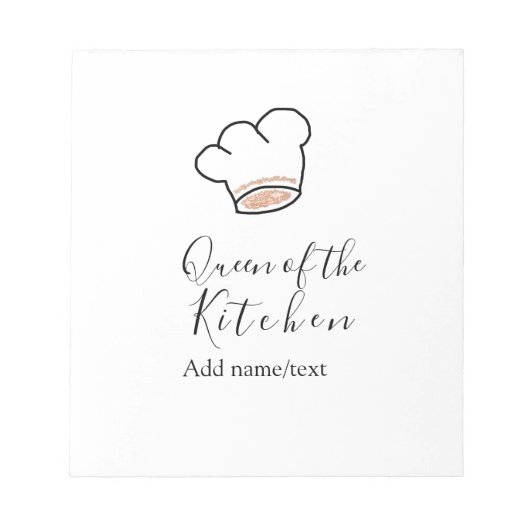 Bloc-note Queen of the kitchen chef cooking add name crown  (Devant)