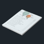 Bloc-note Quiz parent du ballon à air chaud Vintage vers le<br><div class="desc">Jeu amusant pour le baby shower à thème montgolfière vintage Up and Away, ce bloc-notes comporte des feuilles faciles à déchirer avec une liste de questions à poser aux parents à l'avance (pour que vous connaissiez la bonne réponse) et ensuite demander aux invités de votre parti de voir qui gagne...</div>