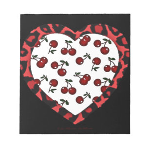 Bloc-note RAB Rockabilly Cherries Coeur Empreinte de léopard