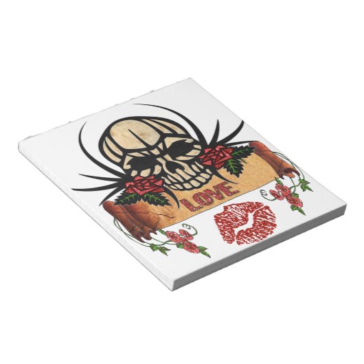 Bloc-note RAB Rockabilly Crâne Roses Love Lipstick (Incliné)