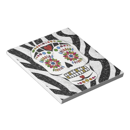 Bloc-note RAB Rockabilly Sugar Skull on Zebra (Incliné)
