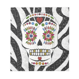 Bloc-note RAB Rockabilly Sugar Skull on Zebra