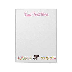 Bloc-note Raccoon de bébé mou avec fleurs