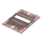Bloc-note Raffin de couche florale rose rustique (Tourné)