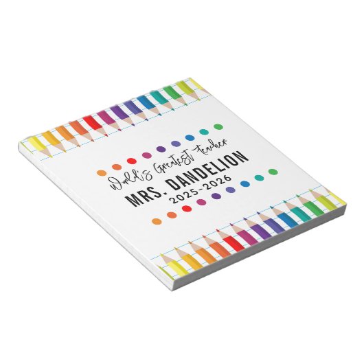 Bloc-note Rainbow Crayons Kindergarten Enseignant (Incliné)
