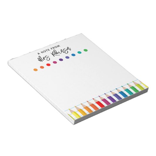 Bloc-note Rainbow Crayons Kindergarten Enseignant (Incliné)