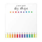 Bloc-note Rainbow Crayons Kindergarten Enseignant (Devant)