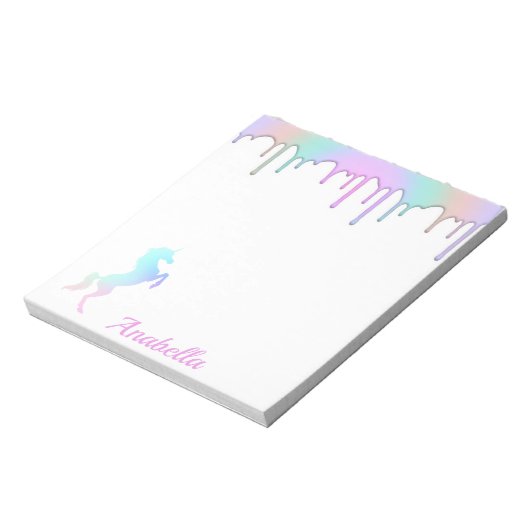 Bloc-note Rainbow Holographic Drips Unicorn Custom Name (Tourné)