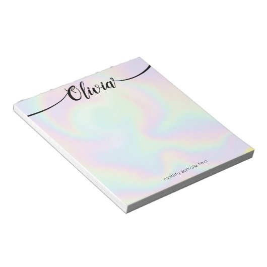 Bloc-note Rainbow Iridescente écriture manuscrite de script  (Incliné)