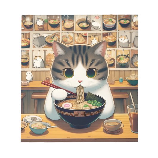 Bloc-note Ramen mangeant de chat Munchkin (Devant)