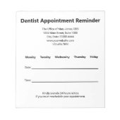 Bloc-note Rappel de rendez-vous chez le dentiste noir et bla (Devant)