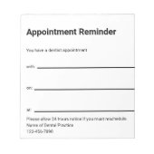 Bloc-note Rappel de rendez-vous chez le dentiste Nom de l'en (Devant)