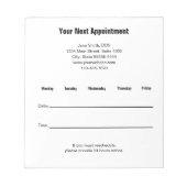 Bloc-note Rappel de votre prochain rendez-vous chez le denti (Devant)