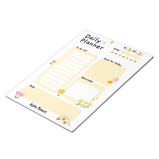 Bloc-note Rappels de planification quotidienne Floral (Incliné)