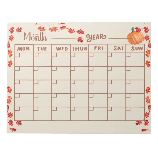 Bloc-note Rappels du calendrier d'automne (Devant)
