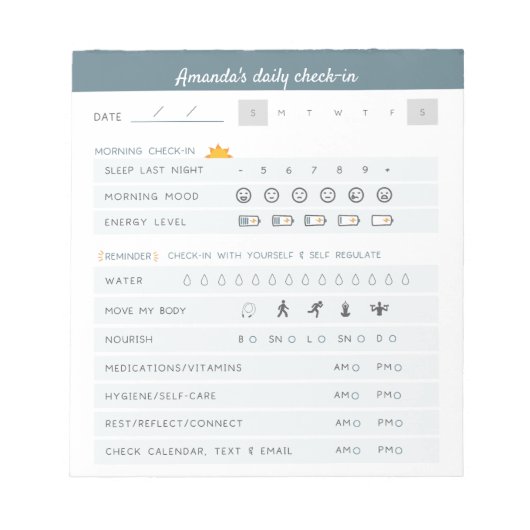 Bloc-note Rappels quotidiens Planificateur Quotidien Vérifie (Devant)