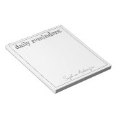 Bloc-note Rappels quotidiens Simple Noir Blanc Personnalisé (Incliné)