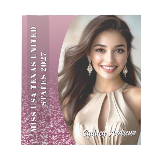 Bloc-note Raspberry Glitter Border Custom Photo Notepad (Devant)