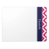 Bloc-note Raspberry Lg Chevron Marine Nom bleu Monogramme (Devant)