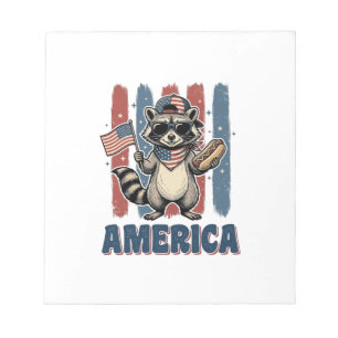 Bloc-note Raton laveur patriotique America conception de t-s