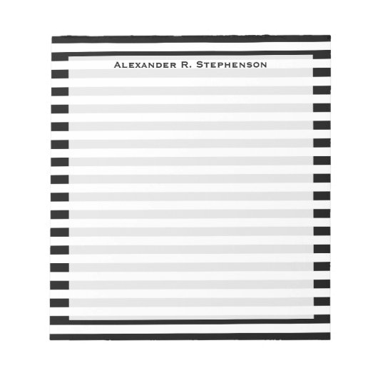 Bloc-note Rayure blanche et noire Monogramme (Devant)