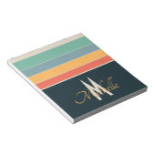 Bloc-note Rayure Rétro 70 Navy Blue & Moutarde Monogramme No (Incliné)