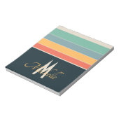 Bloc-note Rayure Rétro 70 Navy Blue & Moutarde Monogramme No (Tourné)