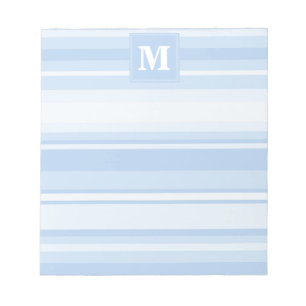 Bloc-note Rayures bleues bébé monogramme