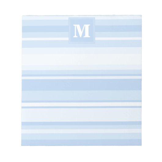 Bloc-note Rayures bleues bébé monogramme (Devant)
