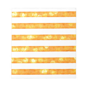 Bloc-note Rayures Bokeh Orange Et Blanc