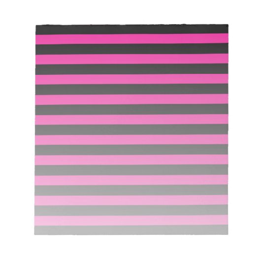Bloc-note Rayures de bonbon fuchsia et noir (Devant)