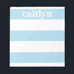 Bloc-note Rayures de rugby bleu clair personnalisées<br><div class="desc">Ces blocs-notes sont lumineux et gais et feront un cadeau parfait ou un ajout à votre bureau. Customisez le bloc-notes avec un nom à l'aide du formulaire modèle. Utilisez la fonction "Customiser" pour choisir une couleur de bande différente.</div>