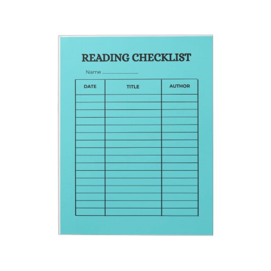 Bloc-note Reading Checklist Tracker (Tourné)
