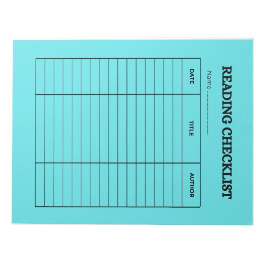 Bloc-note Reading Checklist Tracker (Devant)