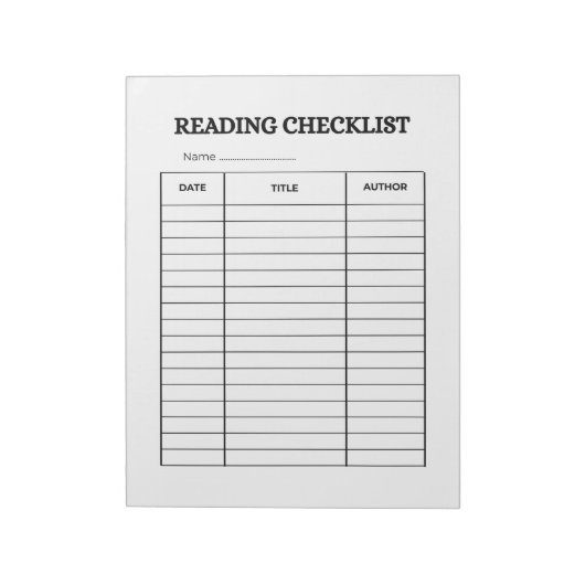 Bloc-note Reading Checklist Tracker (Tourné)