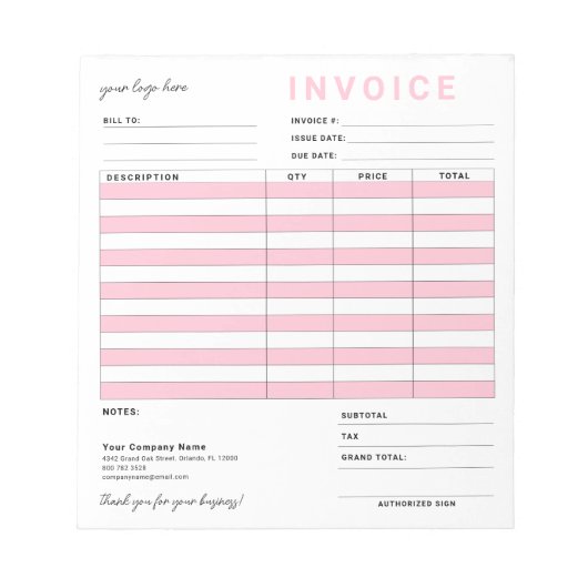 Bloc-note Réception de commande de facture d'entreprise de b (Devant)