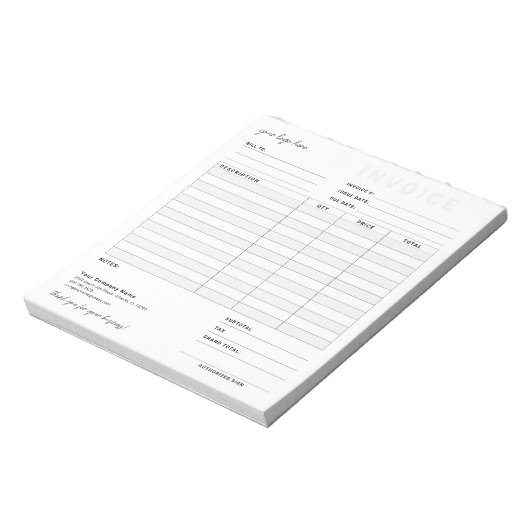 Bloc-note Réception de commande de facture d'entreprise de b (Tourné)