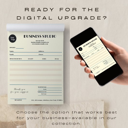 Bloc-note Réception de la facture en marbre de crème Petite 