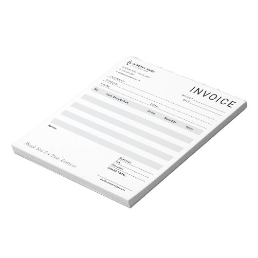 Bloc-note Réception de vente de facture d'entreprise moderne (Tourné)