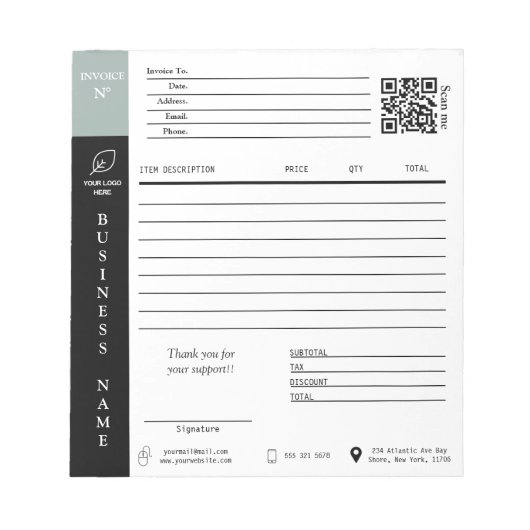 Bloc-note Réception de vente de facture moderne Petite entre (Devant)