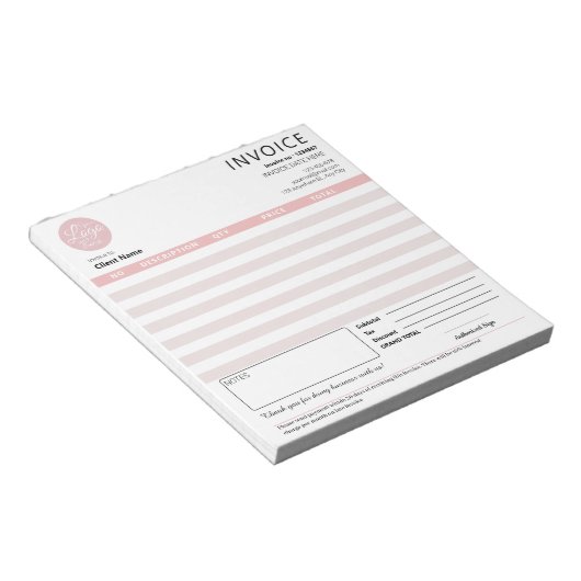 Bloc-note Réception de vente de facture moderne pour petites (Incliné)