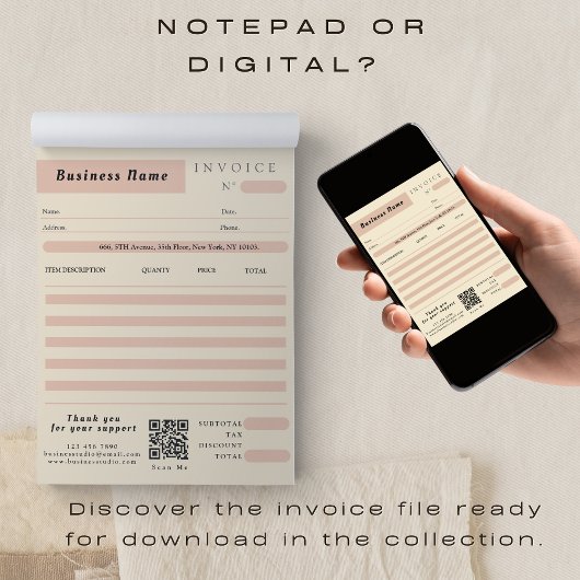 Bloc-note Réception de vente de la facture de crème rose Pet