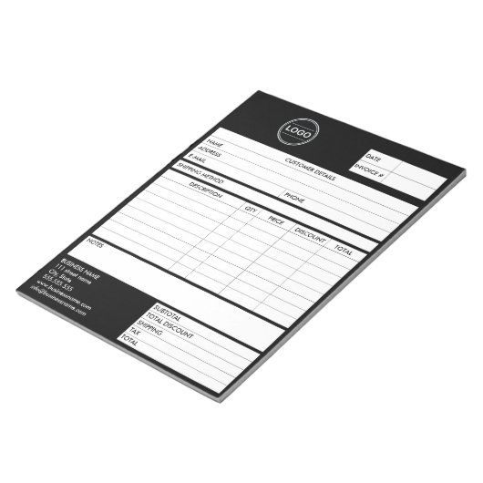 Bloc-note Réception du formulaire de logo commercial de fact (Incliné)