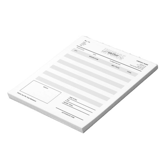 Bloc-note Réception vente de commande de facture pour petite (Tourné)