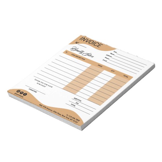 Bloc-note Réception vente de facture professionnelle Esthéti (Tourné)