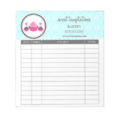 Bloc-note Réceptions de pâtisseries et de cupcake Aqua (Devant)