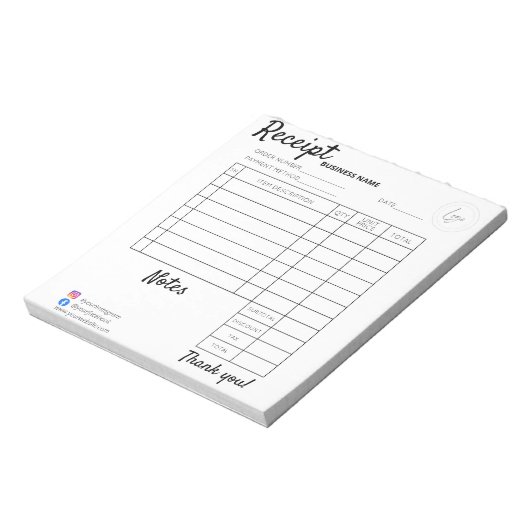 Bloc-note Réceptions personnalisées professionnelles pour l' (Tourné)