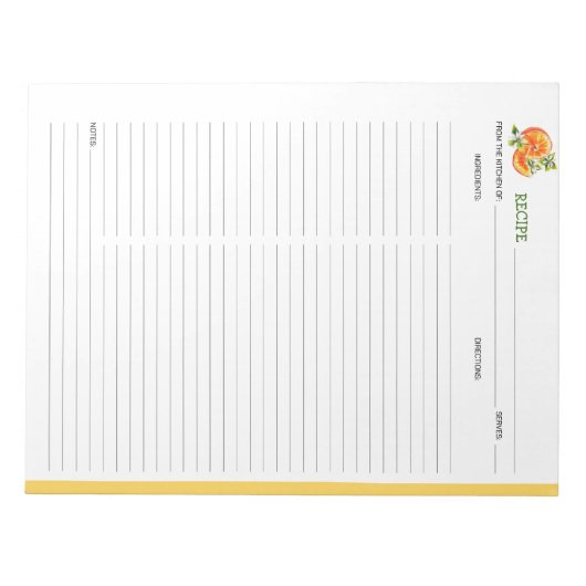 Bloc-note Recette culinaire orange simple (Devant)