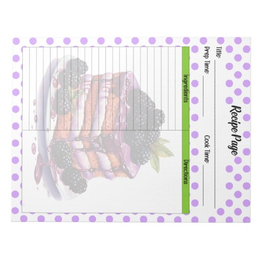 Bloc-note Recette de bleuet mignonne (Devant)