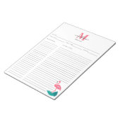 Bloc-note Recette de Flamant rose rose tropicale Monogramme (Incliné)